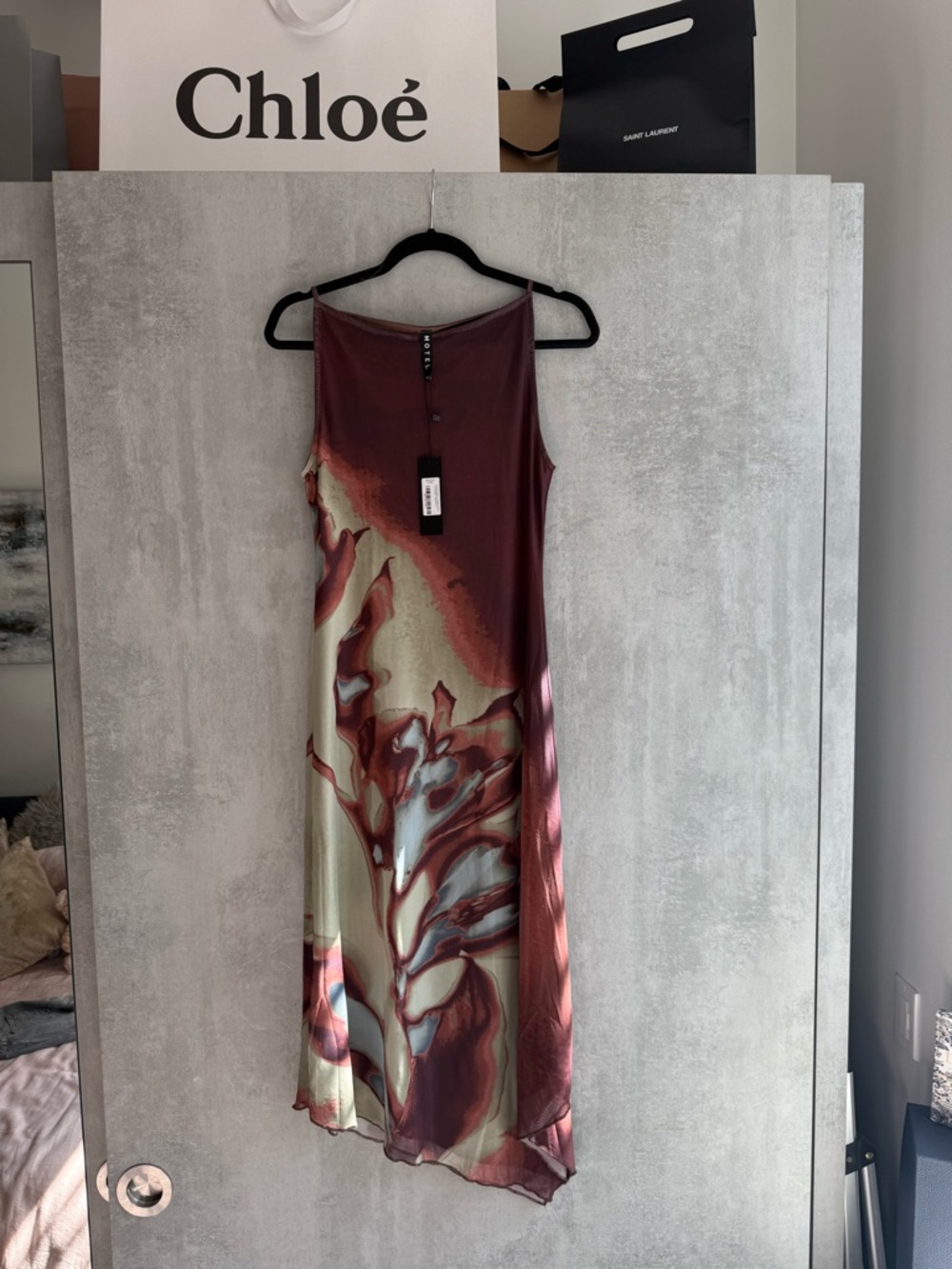 NWT Motel Rocks Maroon Asymmetrical Slip Dress